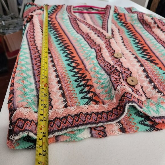 Signature 8 Colorful Knit Cardigan Sweater Zigzag Medium Boho Festival - Picture 5 of 13